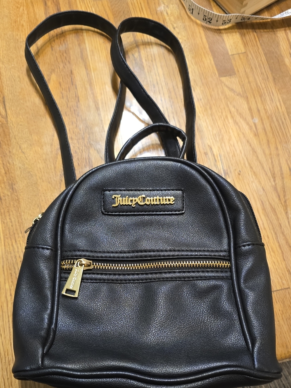 Juicy Couture Black Mini Faux Leather Backpack with Gold Hardware